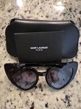Saint Laurent Black Heart-Shape Loulou Sunglasses with Case